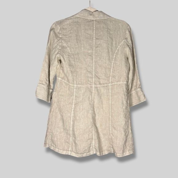 Soft Surroundings Eza Jacket Linen Notch Collar Button Front 3/4 Sleeve Cream L - Picture 2 of 7